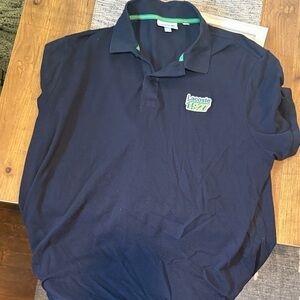 Lacoste Men's Dark Blue Polo with Green Accents